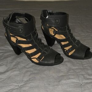 Black Strappy Heeled Sandals